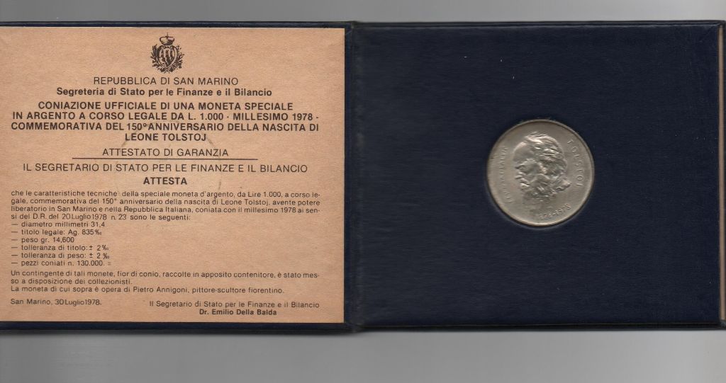 SAN MARINO DEL AÑO 1978 DE 1000 LIRES